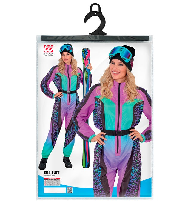 “Multicolor Animalier Leopard Ski Suit Overalls, Belt