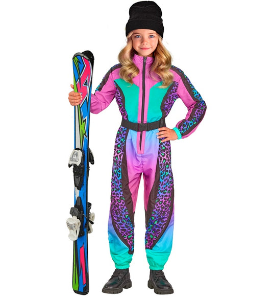 “Multicolor Animalier Leopard Ski Suit Overalls, Belt