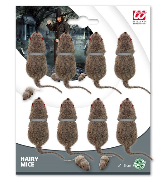 Set Of 8 Flocked Mice 5 Cm