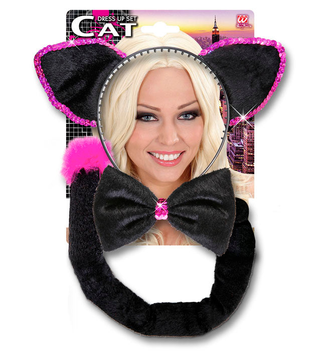 Cat Dress-Up Set Ears, Bow Tie, Tail