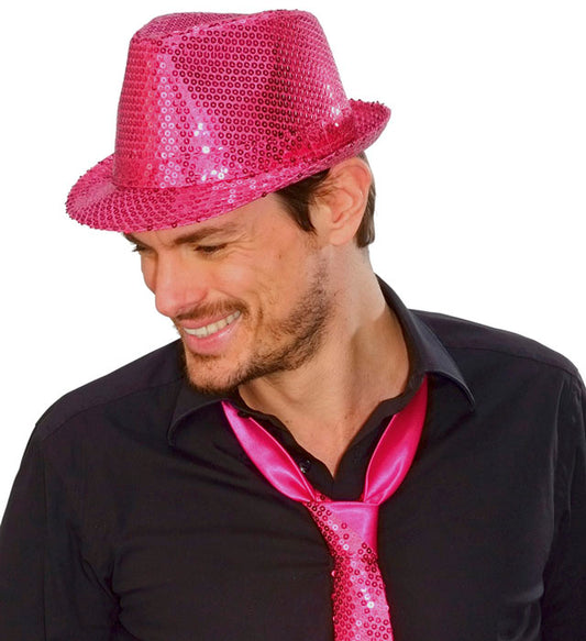 Pink Sequined Fedora