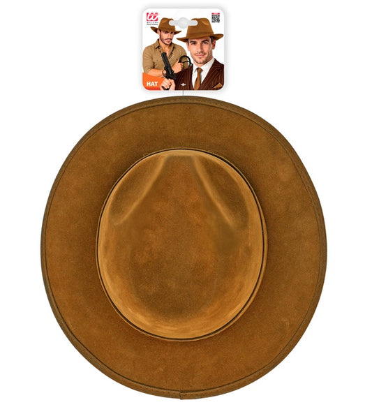 Hat Fedora Vintage Suede Brown