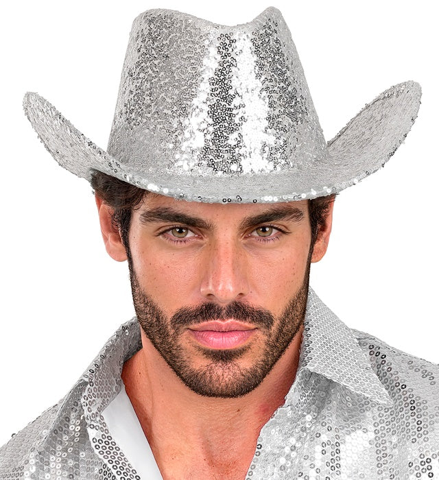 Hat Cowboy Sequin Silver