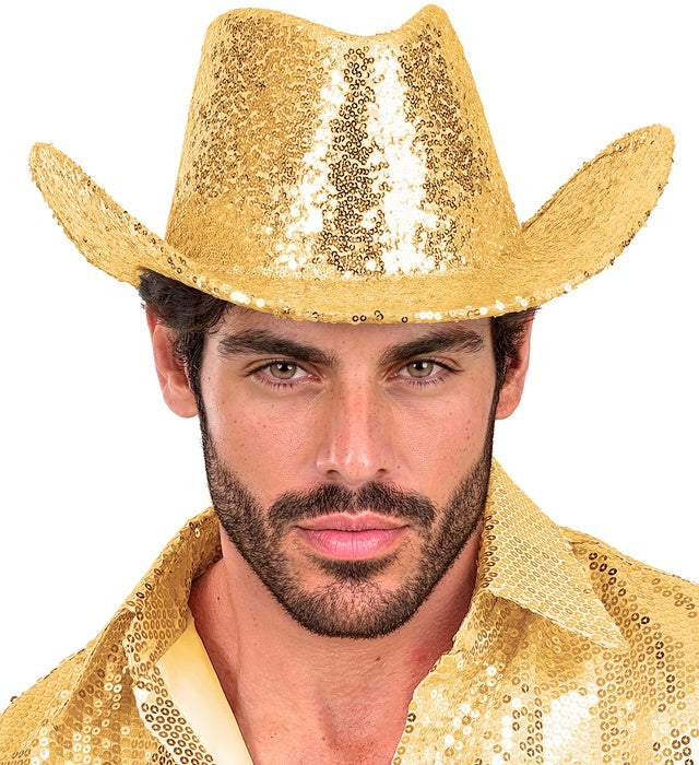 Hat Cowboy Sequin Gold