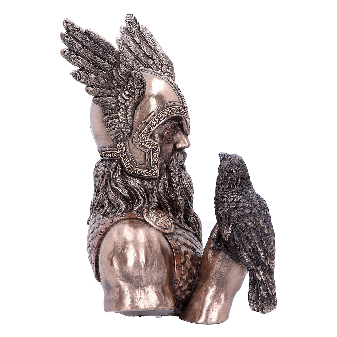 Bronze Odins Messengers Norse God Bust 23cm