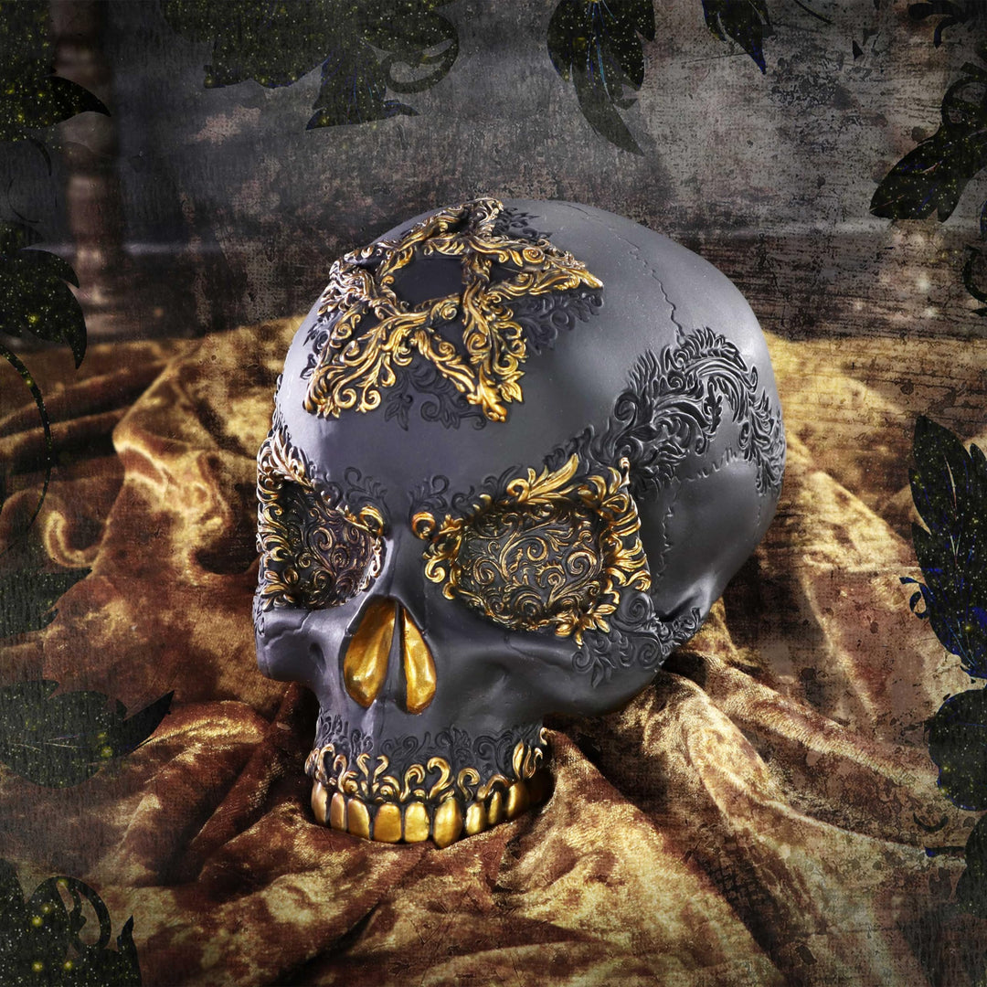 Divine Demise Black and Gold Skull 15.5cm