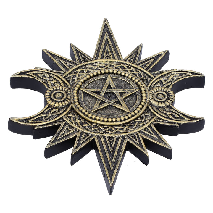 Celestial Worship Triple Moon Incense Burner 17.3cm