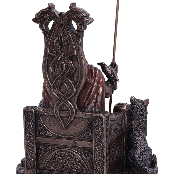 Bronze Odin All Father Wolves and Throne Figurine 22cm