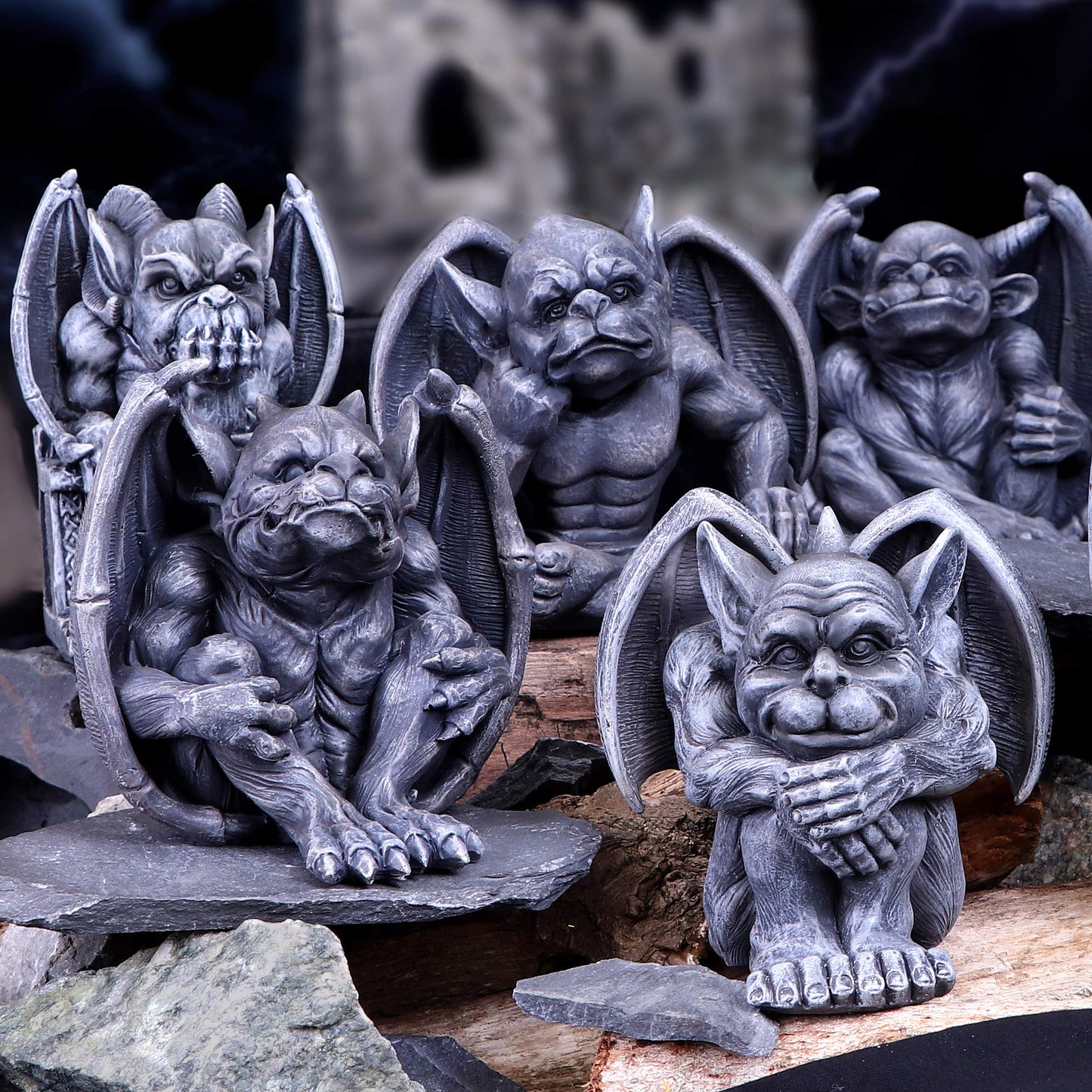 Laverne Dark Black Grotesque Gargoyle Figurine 13cm 9