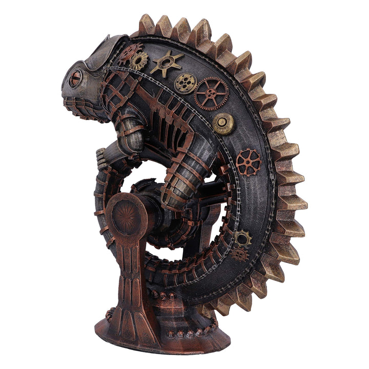 Bronze Mechanical Chameleon Steampunk Lizard Figurine 22.3cm