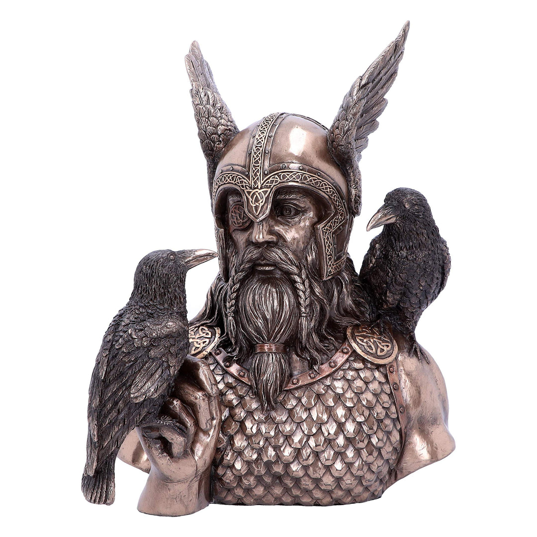 Bronze Odins Messengers Norse God Bust 23cm