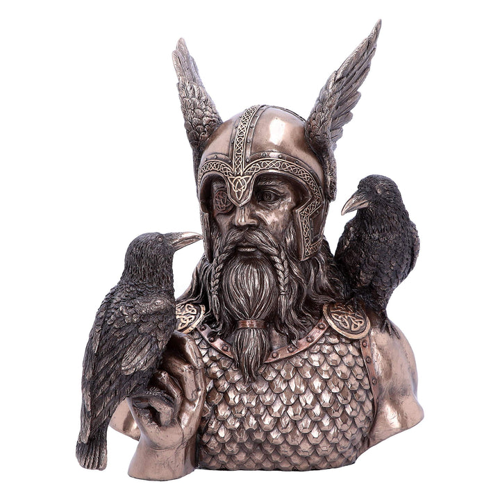 Bronze Odins Messengers Norse God Bust 23cm