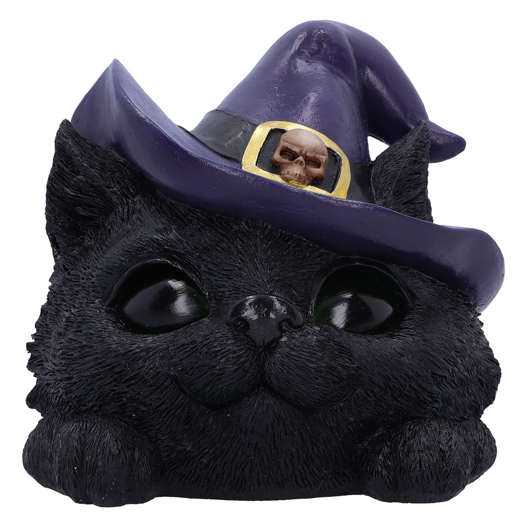 Familiar Grin Black Cat Head With Light Up Eyes 13.8cm