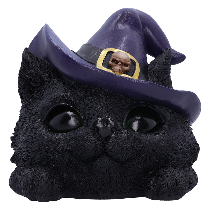Familiar Grin Black Cat Head With Light Up Eyes 13.8cm