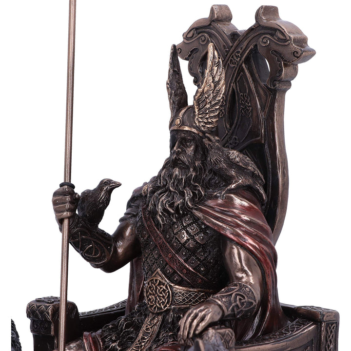 Bronze Odin All Father Wolves and Throne Figurine 22cm