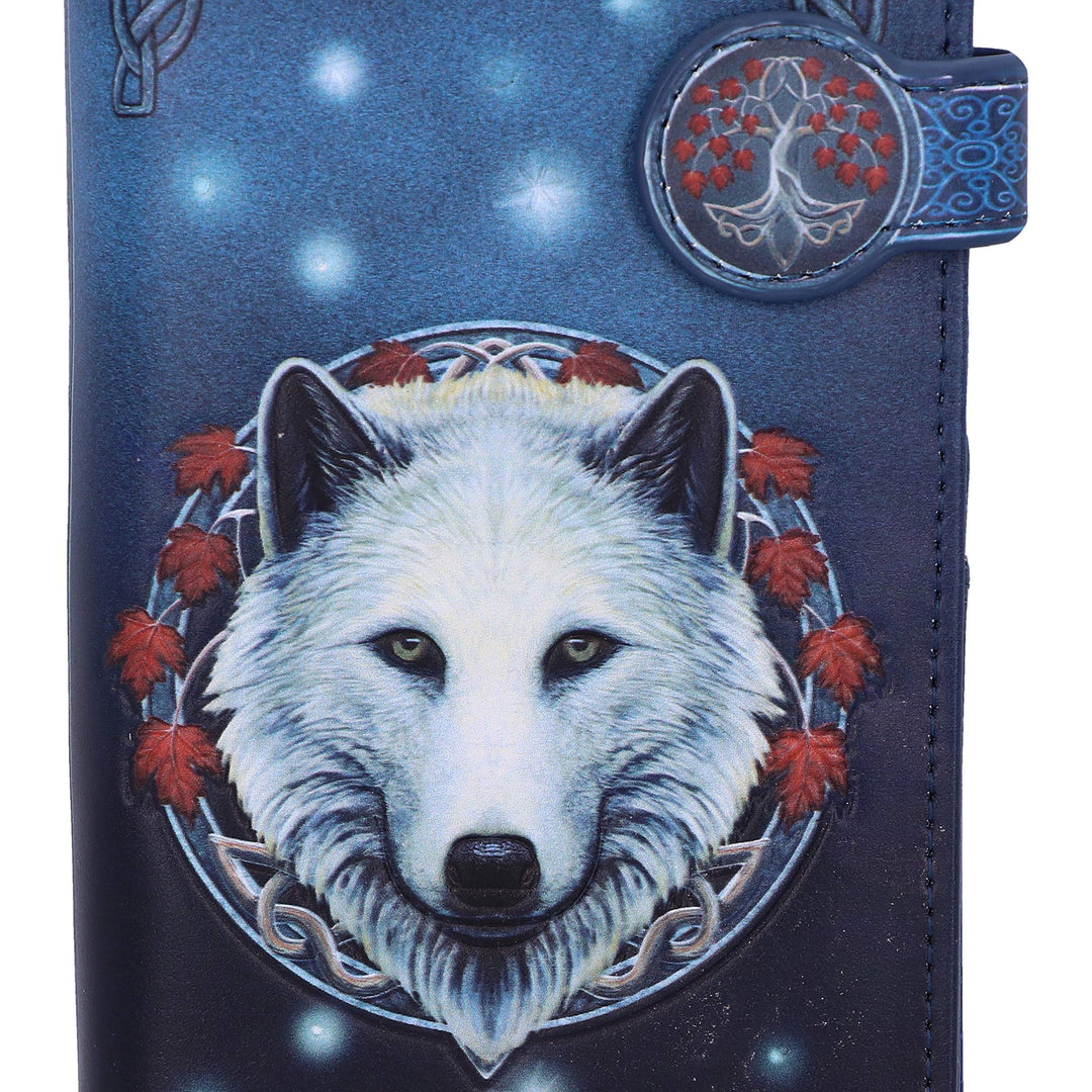 Guardian of the Fall White Autumn Wolf Embossed Purse 18.5cm