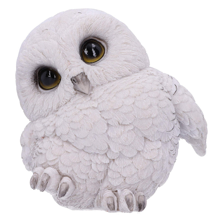 Feathers Cute Round Snowy Owl Figurine 12.5cm