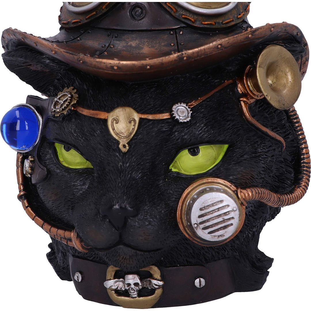 Felius Mogg Steampunk Black Cat Head Figurine 28.8cm