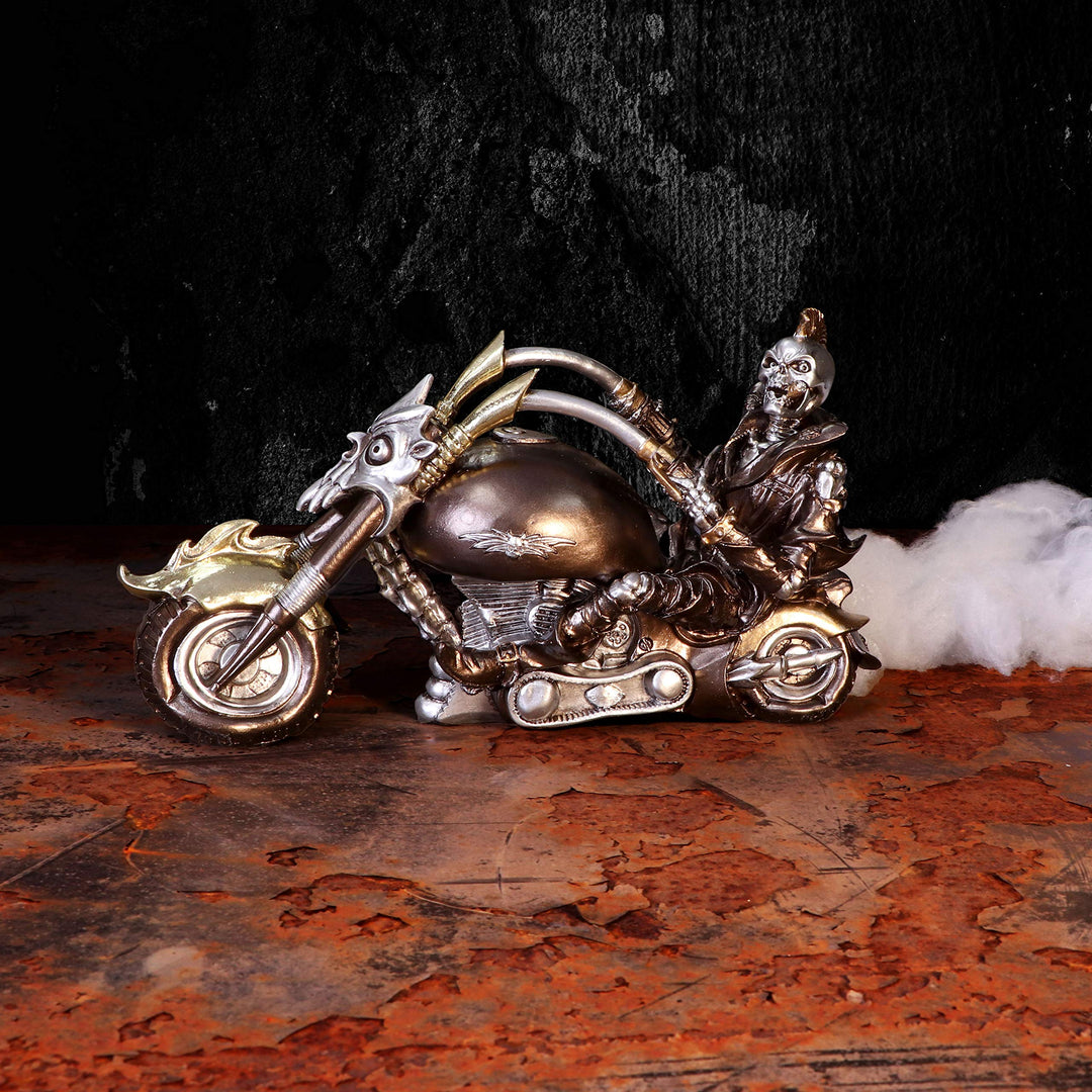 Wheels of Steel 29cm Steampunk Motorcycle Skeleton Figurine