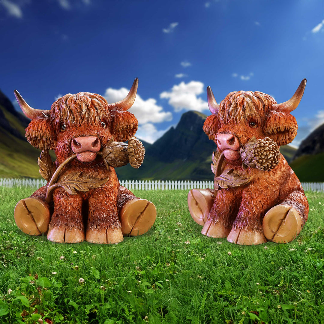 Highland Cow with Thistle Figurine 10.5cm