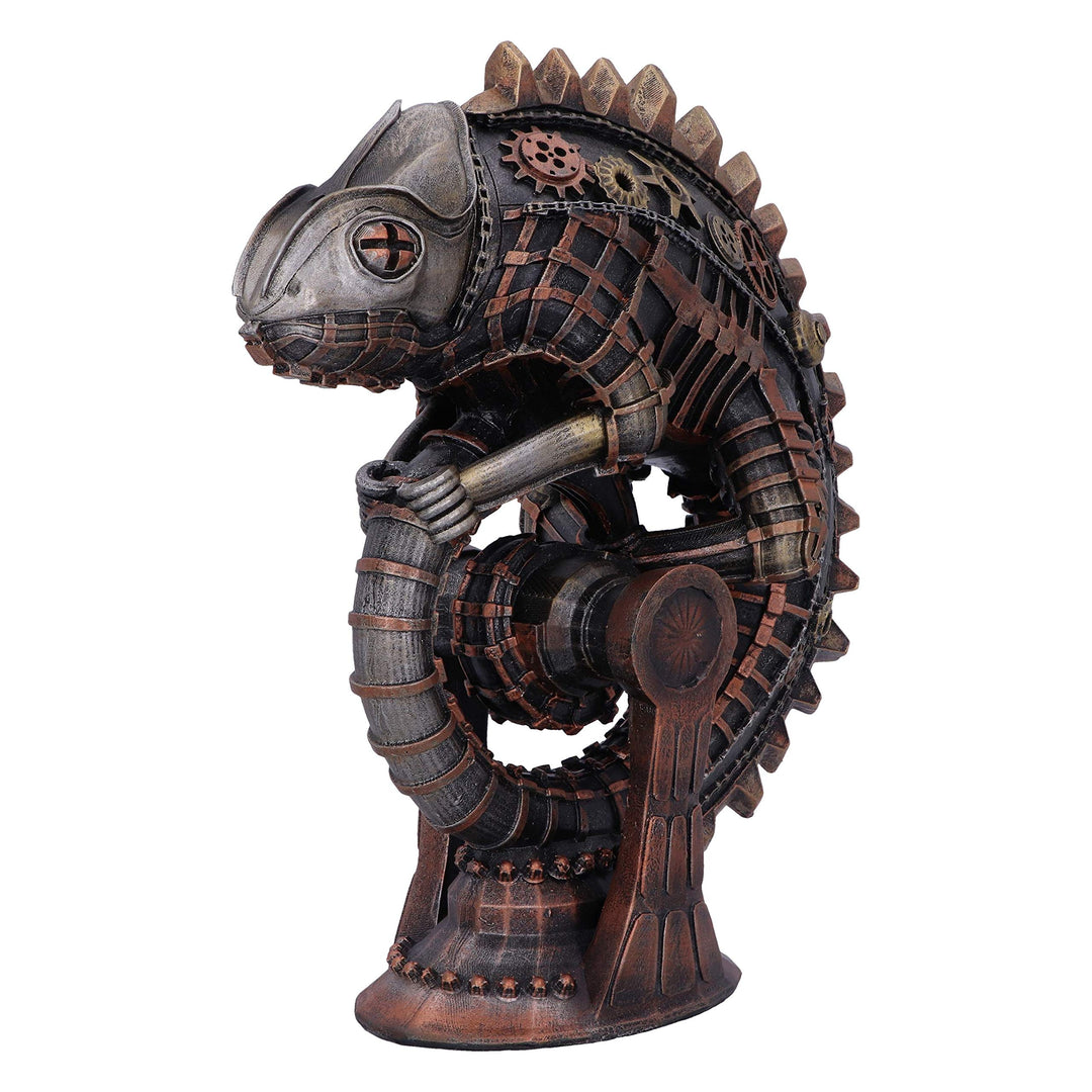 Bronze Mechanical Chameleon Steampunk Lizard Figurine 22.3cm