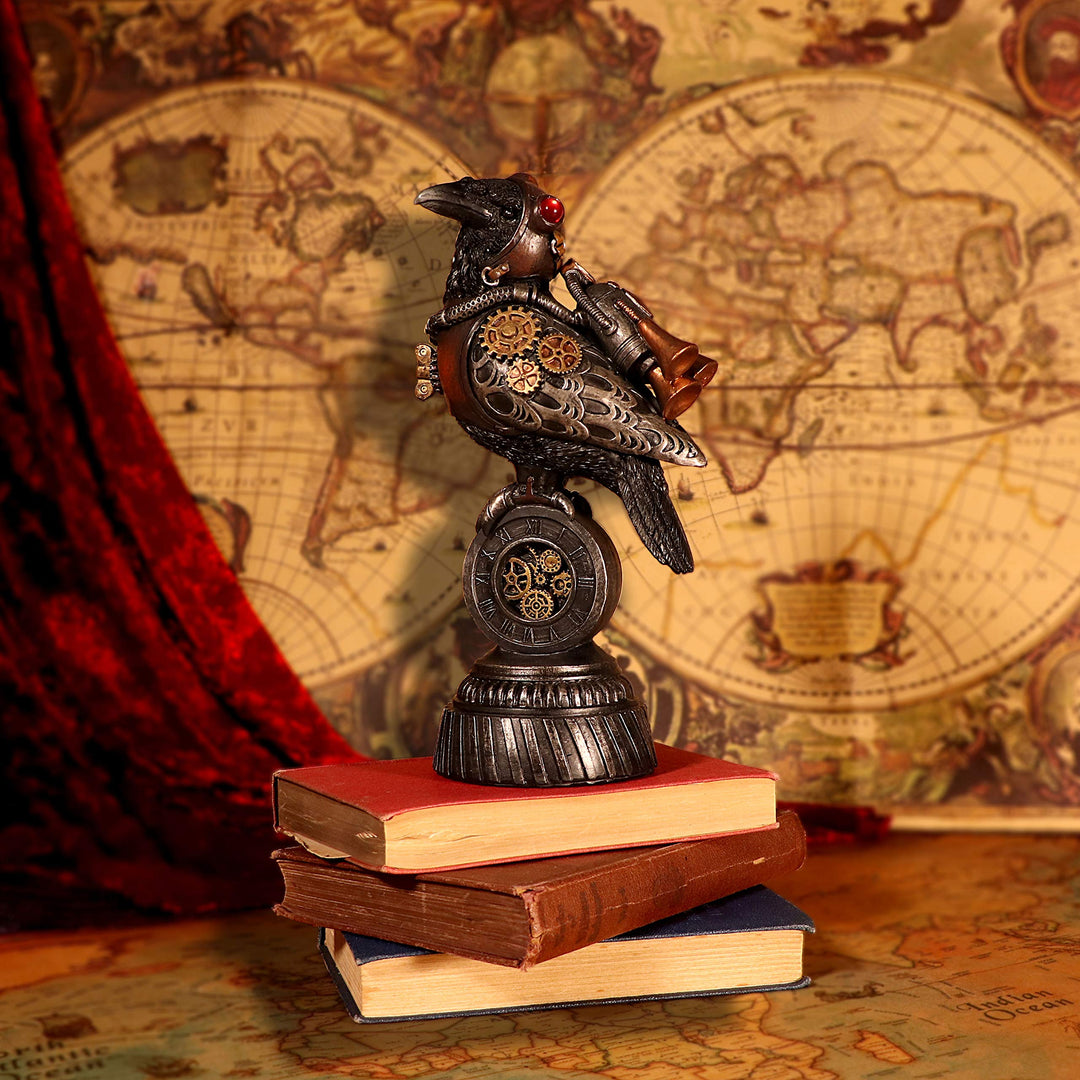 Steampunk Rivet Raven Mechanical Bird Figurine 24cm
