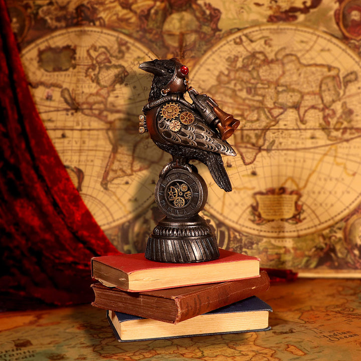 Steampunk Rivet Raven Mechanical Bird Figurine 24cm