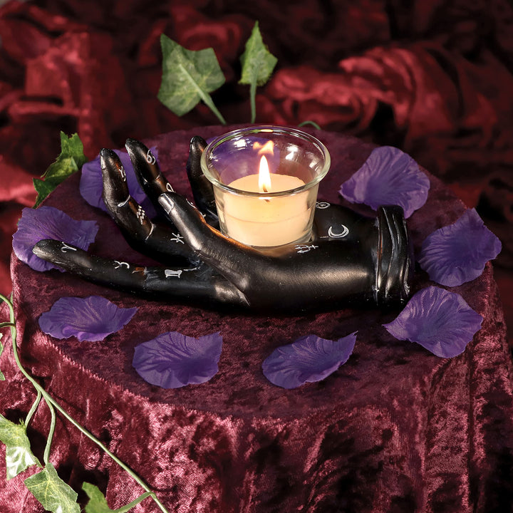Palmists Prediction Black Chiromancy Hand Candle Holder 18.3cm
