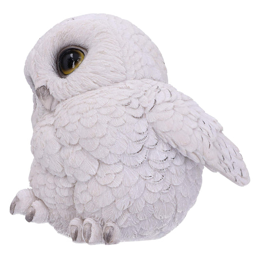 Feathers Cute Round Snowy Owl Figurine 12.5cm White Resin Statue 2