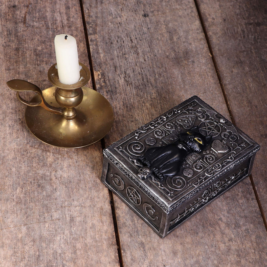 Familiar Spell Black Cat Sigil Trinket Box 13.7cm
