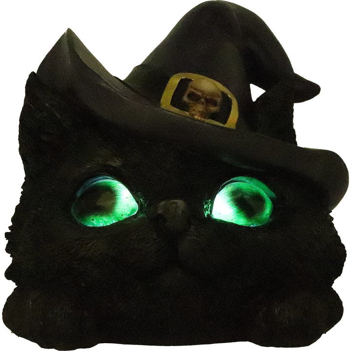 Familiar Grin Black Cat Head With Light Up Eyes 13.8cm