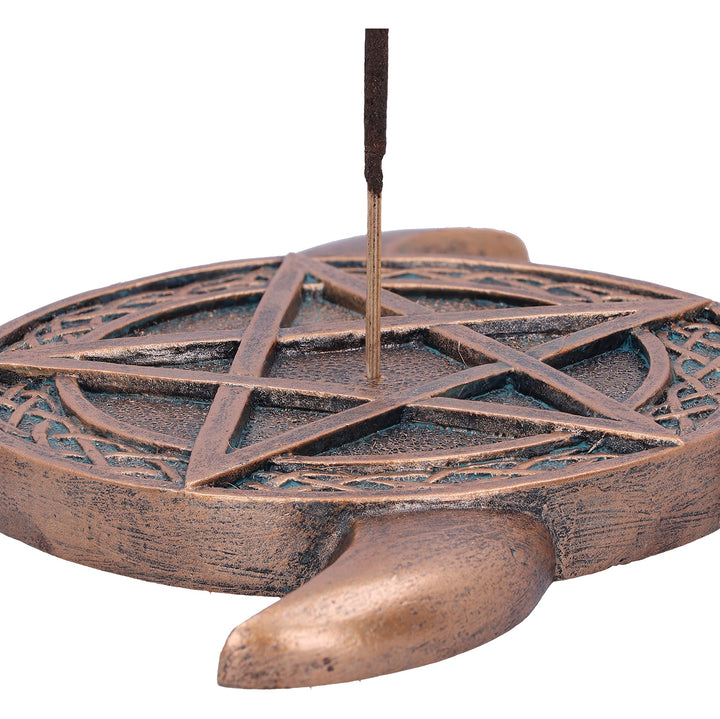Bronze Triple Moon Pentacle Incense Burner 15.5cm