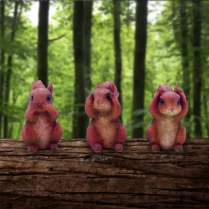 Three Wise Squirrel Figurines 9cm Squirrels