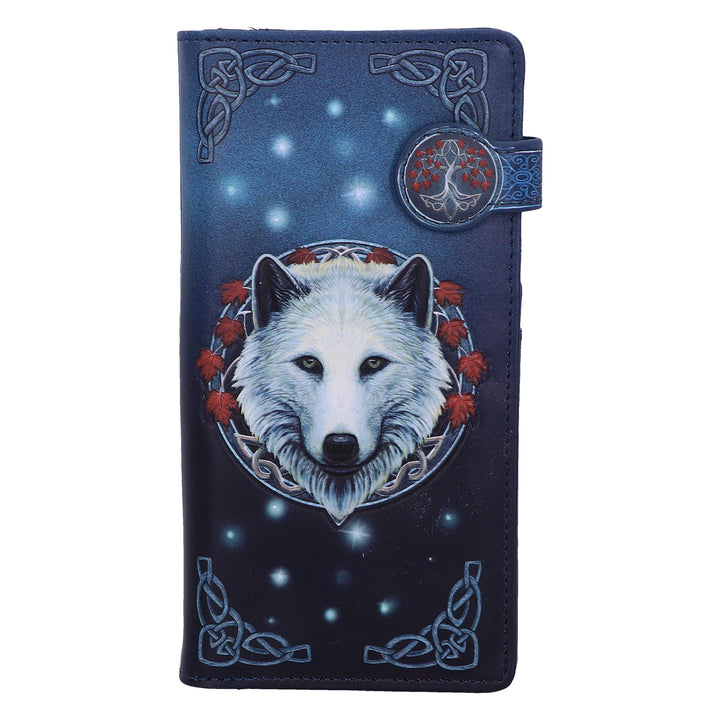 Guardian of the Fall White Autumn Wolf Embossed Purse 18.5cm