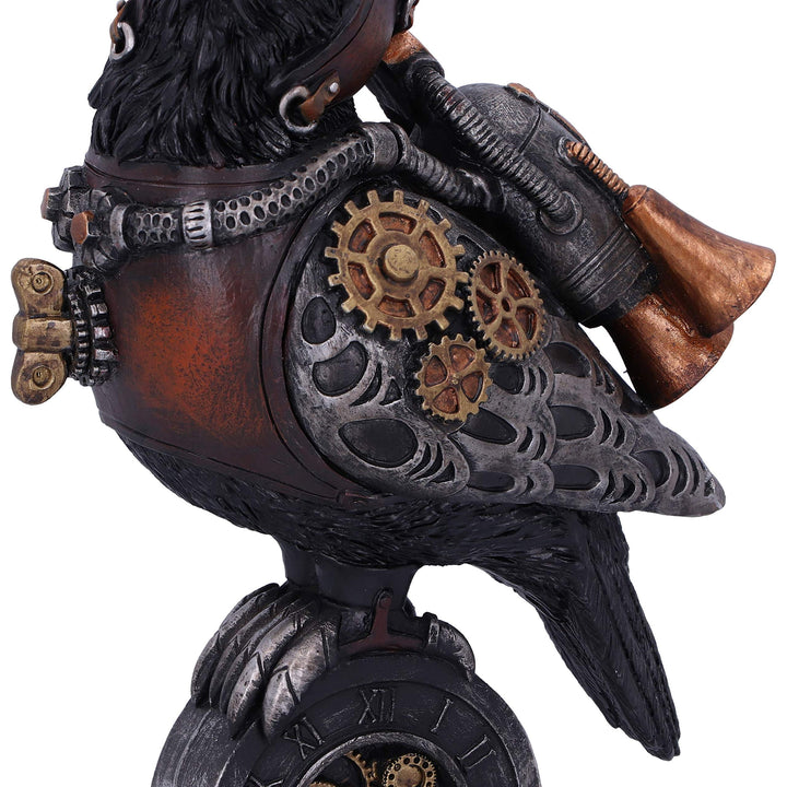 Steampunk Rivet Raven Mechanical Bird Figurine 24cm