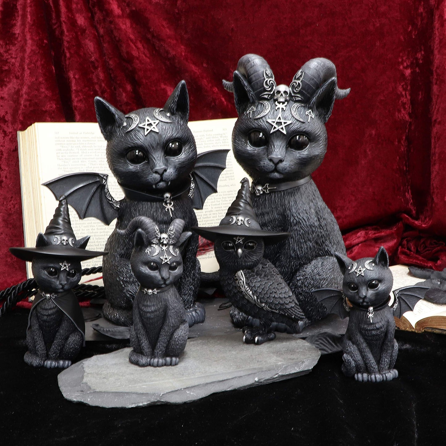 Large Pawzuph Horned Occult Cat Figurine 26.5cm 6