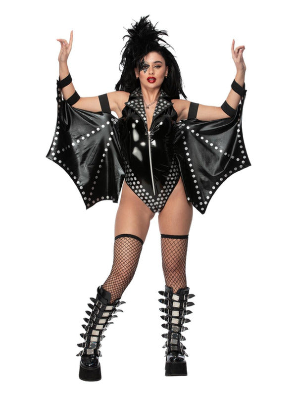 Fever Rockstar Costume Black Bat Bodysuit