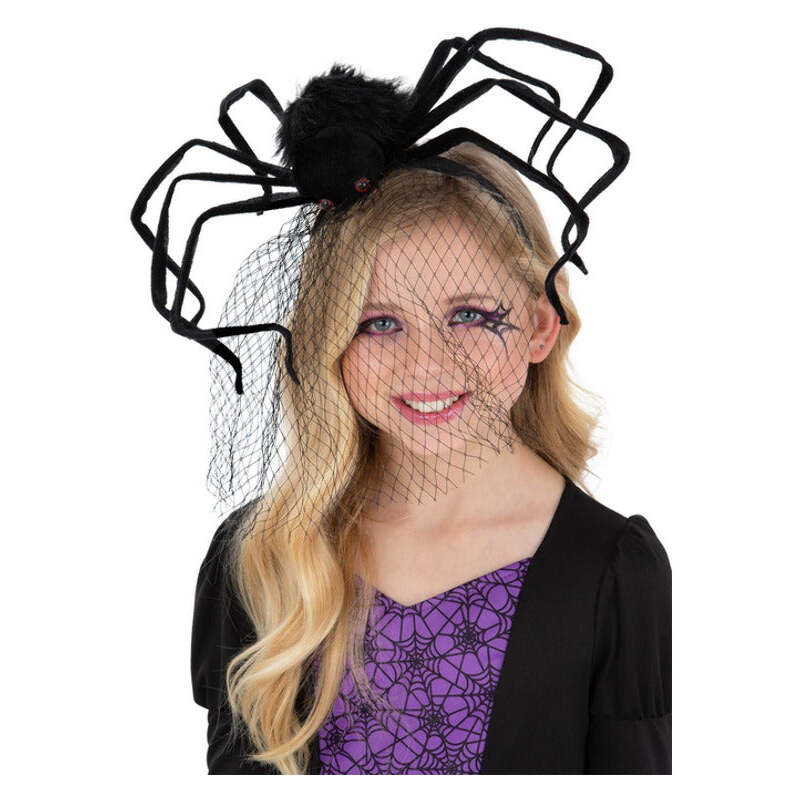 Kids Spider Headband with Web Veil Halloween Hat 1