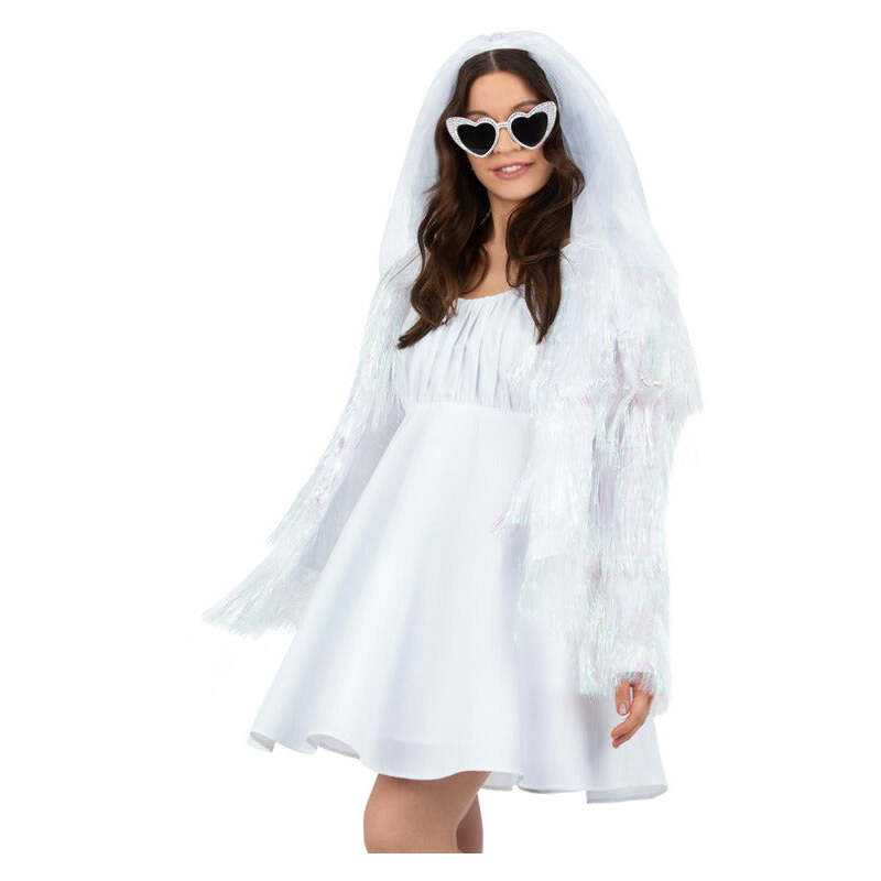 Fever Tinsel Festival Jacket Iridescent White 1