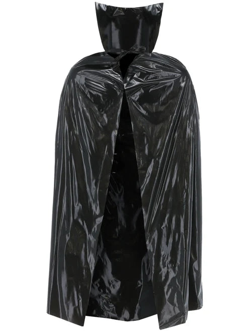 PVC Vampire Cape Black Stand Up Collar 114 cm Adult Halloween Costume Accessory
