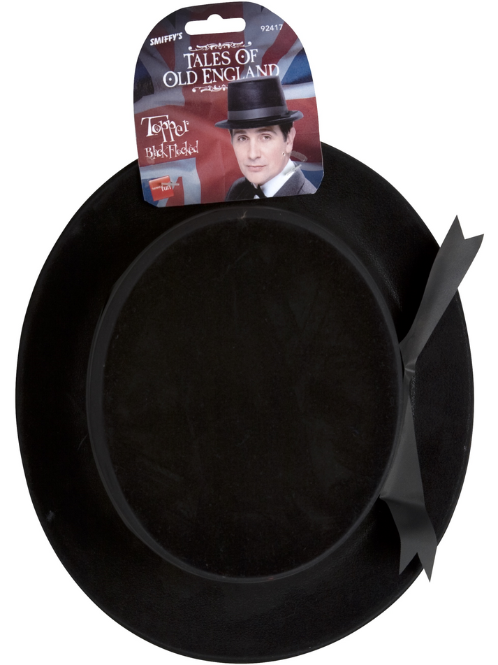 Flocked Topper Hat Adult Black Mock Felt Historical Costume Accessory