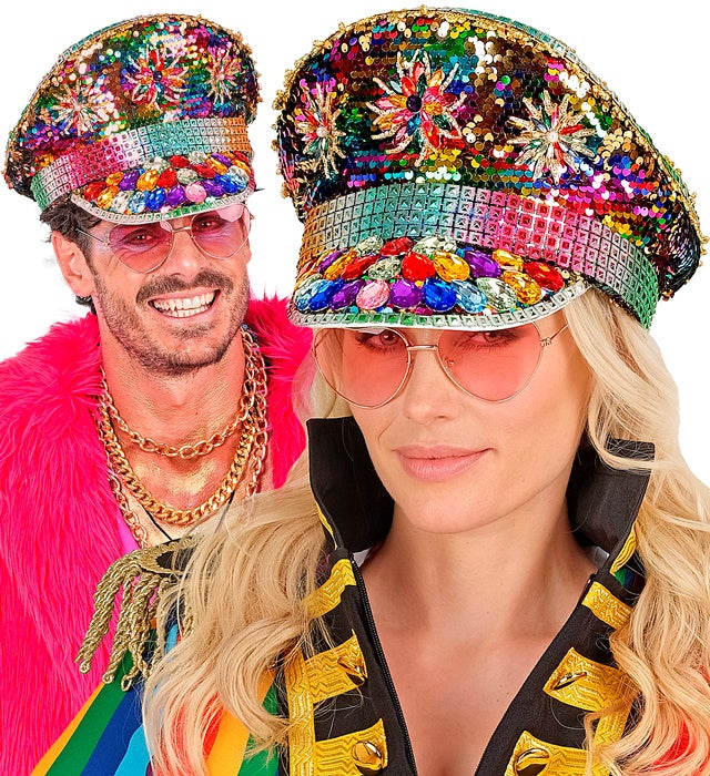 Hat Festival Pride With Jewels Sequin Rainbow