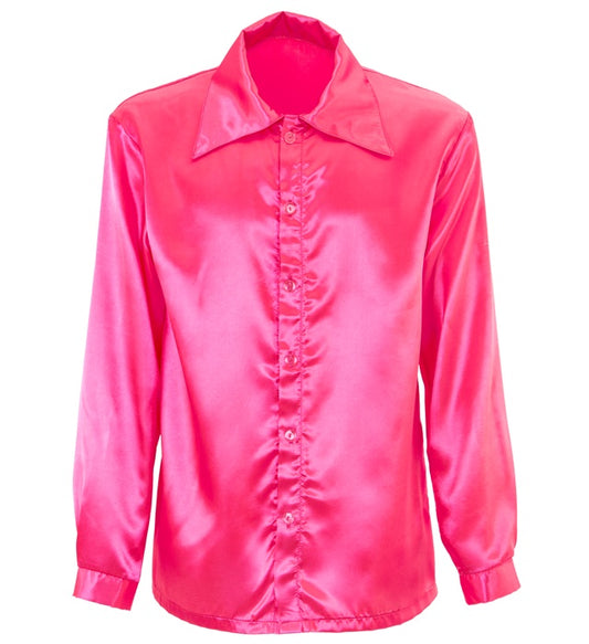 Satin Pink 70S Disco Shirt
