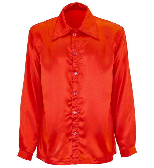 Satin Red 70S Disco Shirt