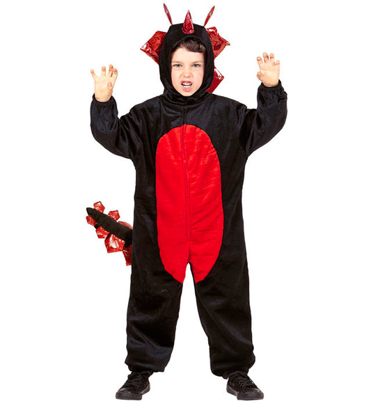 Plush Black Dinosaur Hooded Jumpsuit
