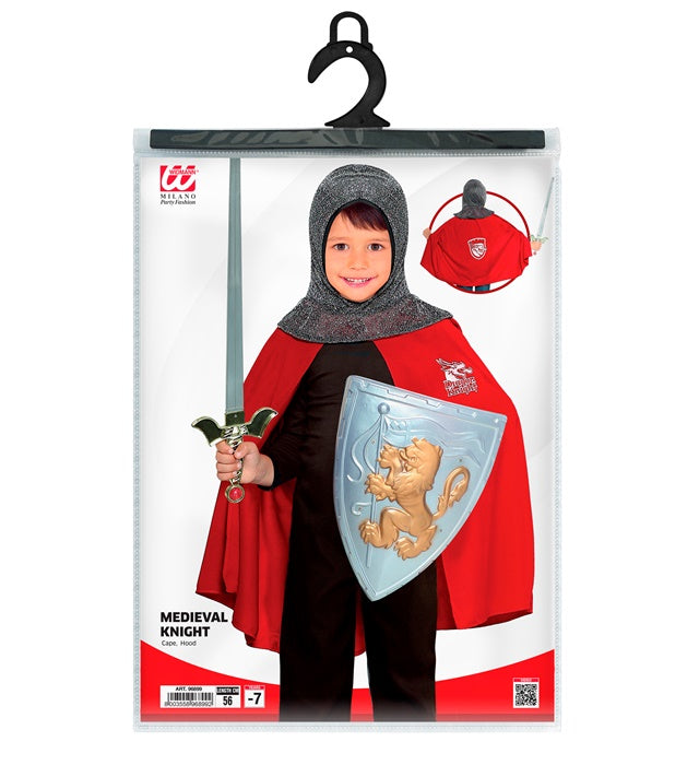 Medieval Knight Cape, Hood - 56 Cm