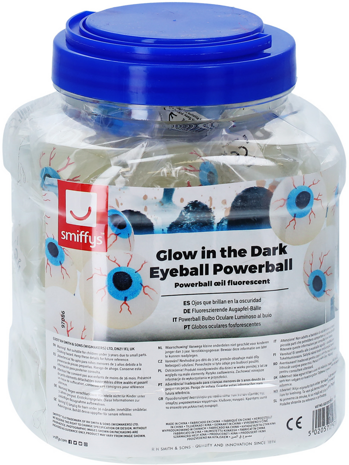 Glow In The Dark Eyeball Powerball Adult Tub Containing 48 Off