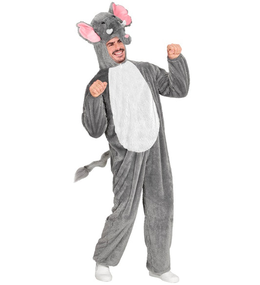 Elephant In Soft Plush Hooded Jumpsuit With Mask