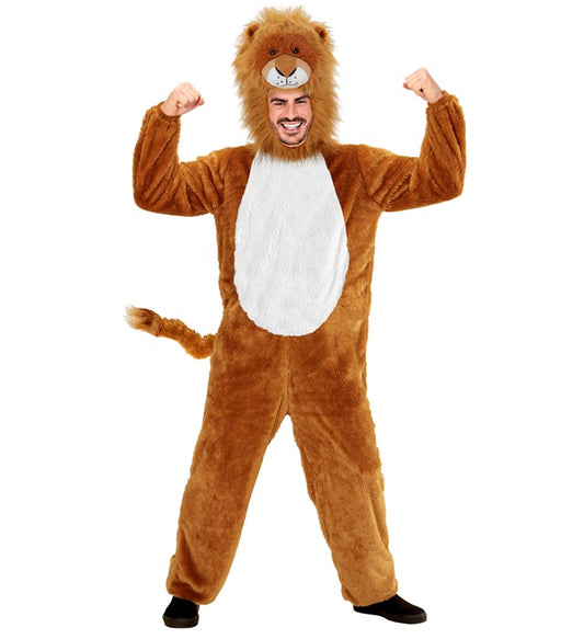 Lion In Soft Plush Hooded Jumpsuit Withmask