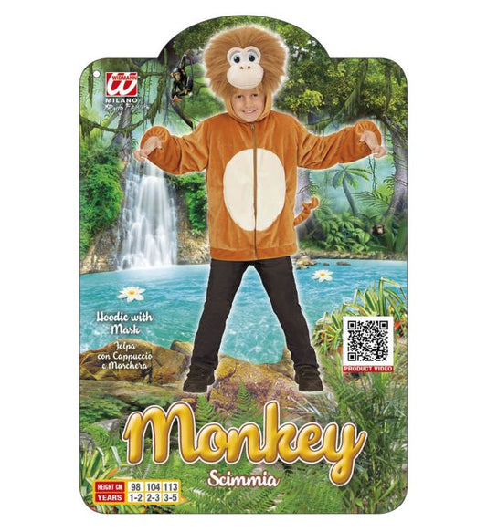 Monkey In Soft Plush Hoodie With Mask